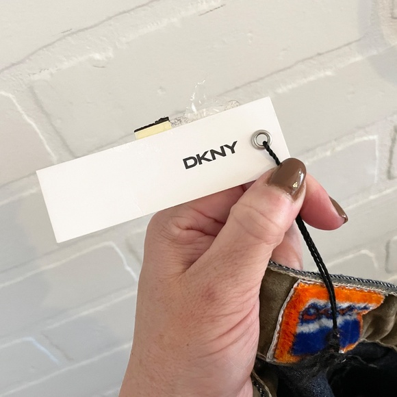 NWT Dead stock DKNY Y2K Denim Faux Suede Column skirt Grungy Artsy Dark wash S - Picture 15 of 15